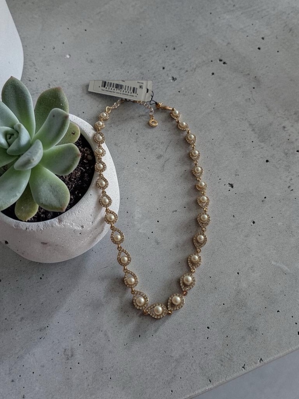 Anne Klein Gold Pearl & Crystal Bracelet